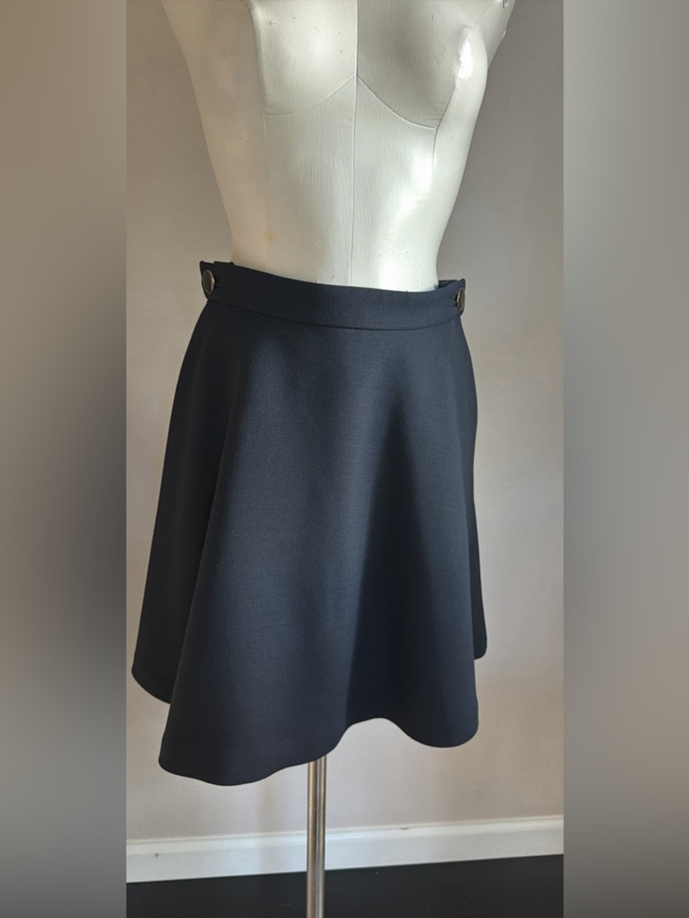 Sandro Navy Circle Skirt with Brass Button Detail Brand new